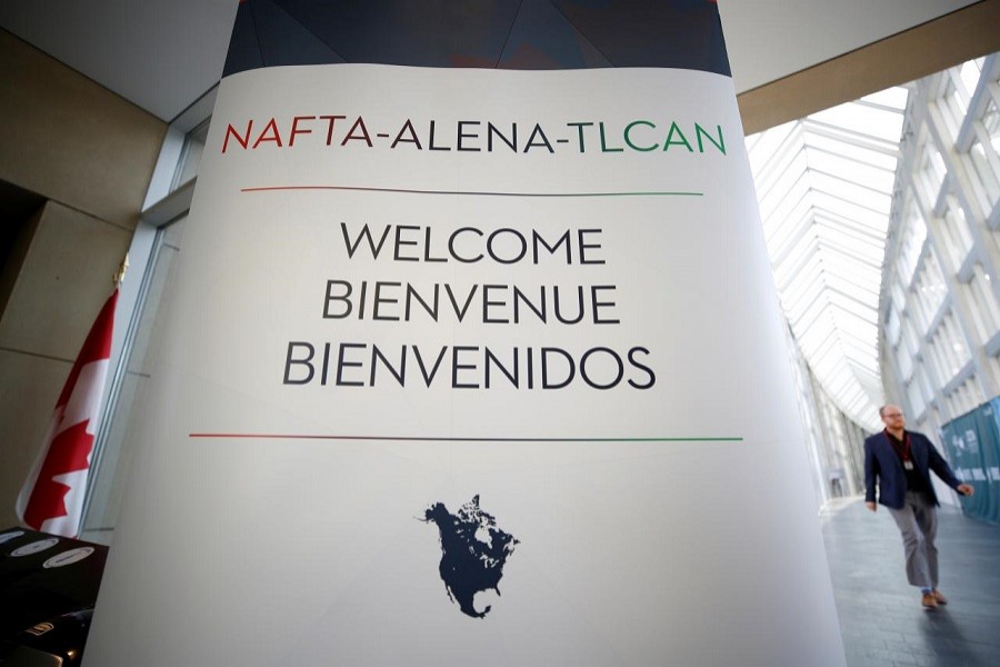A sign is pictured where the third round of NAFTA talks involving the United States, Mexico and Canada is taking place in Ottawa, Ontario, Canada, September 23, 2017. Reuters