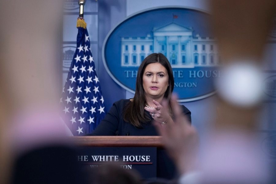 White House press secretary Sarah Huckabee Sanders delivers a news briefing at the White House. - Internet file photo
