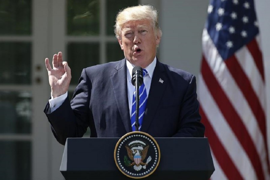 US President Donald Trump speaks during a news conference with Spanish Prime Minister Mariano Rajoy in the Rose Garden at the White House in Washington, US, September 26, 2017. Reuters