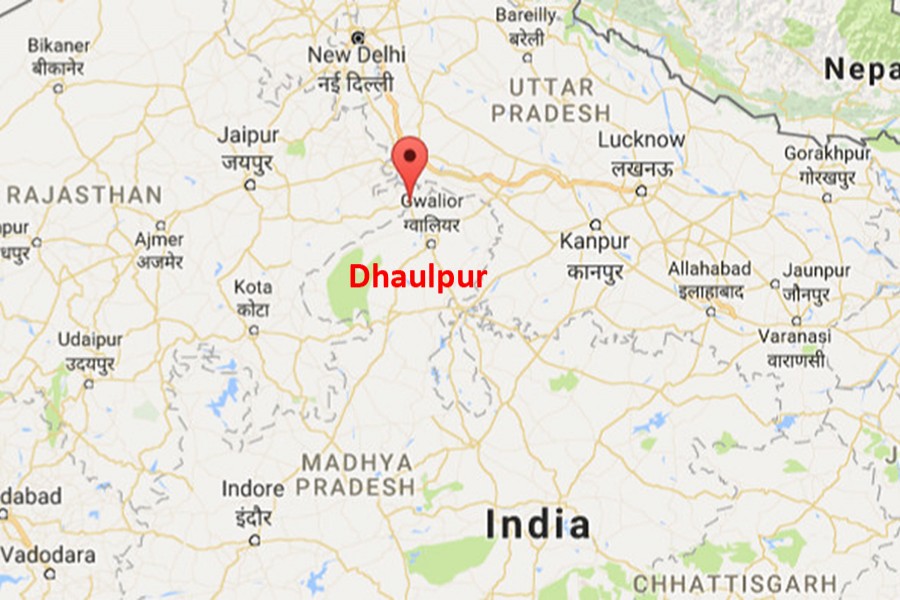Google map showing Dhaulpur district of Rajasthan state in Northern India