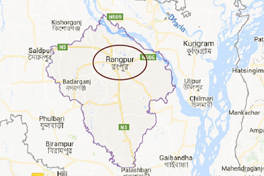 Google map showing Rangpur district.