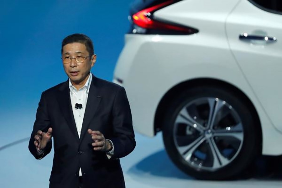 Nissan Motor Co's CEO Hiroto Saikawa speaks at a world premiere in Chiba, Japan on September 6. - Reuters file photo