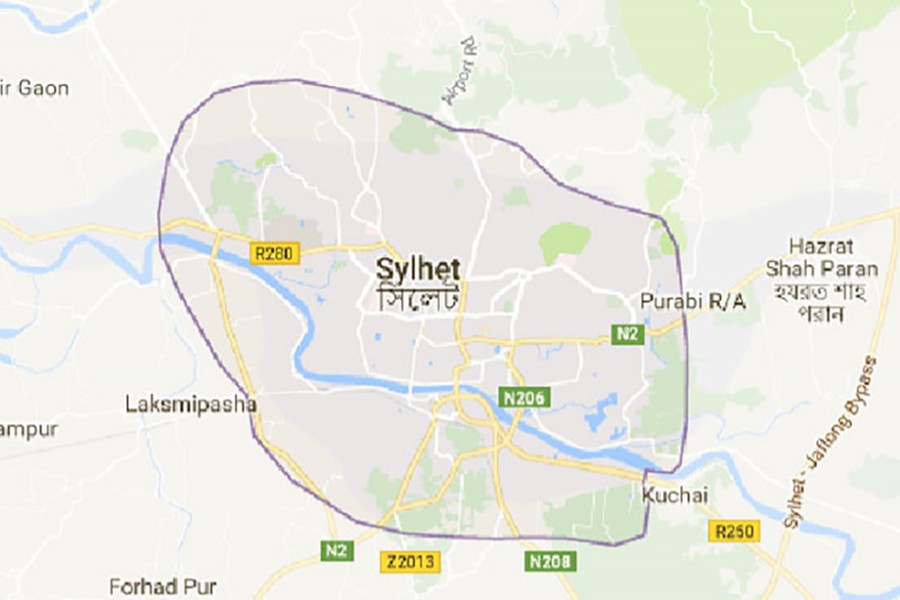 Google map showing Sylhet district.