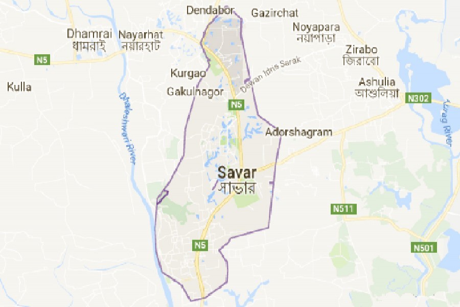 Google map showing Savar area of Dhaka district