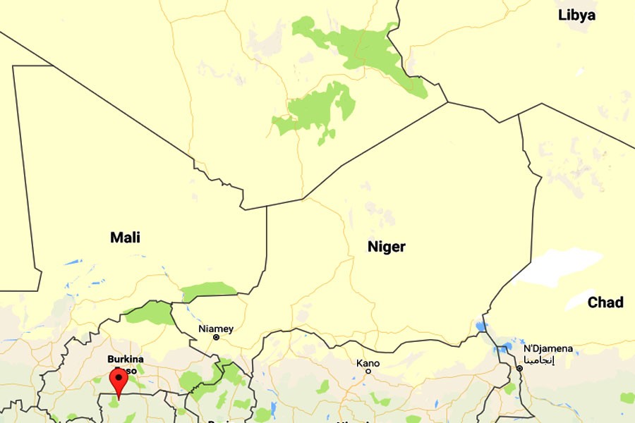 Google map showing Mali-Niger border area in West Africa