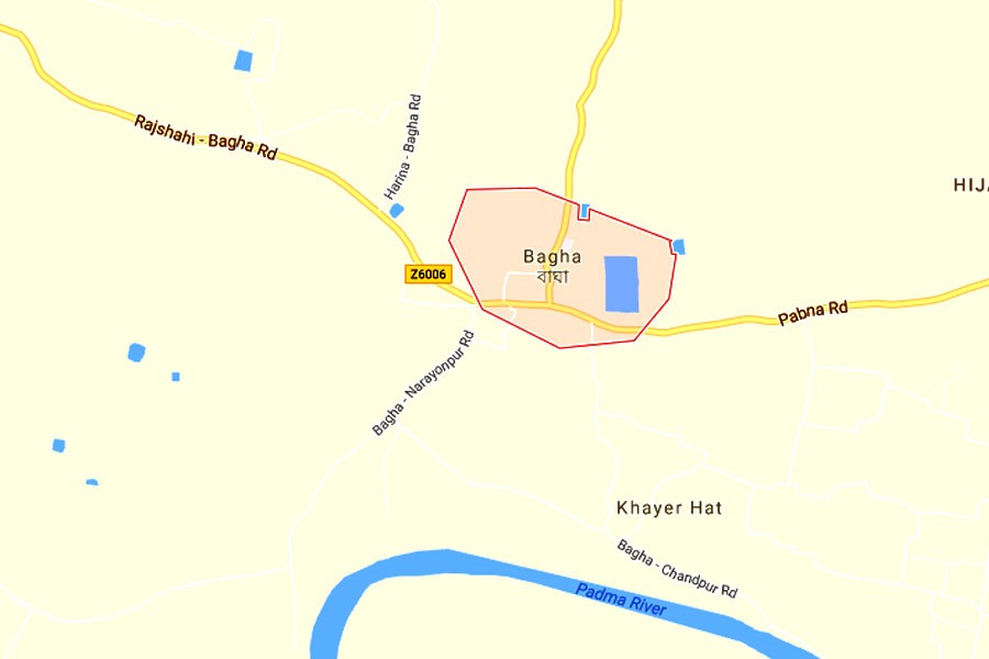 Google map showing Bagha municipality area of Rajshahi district