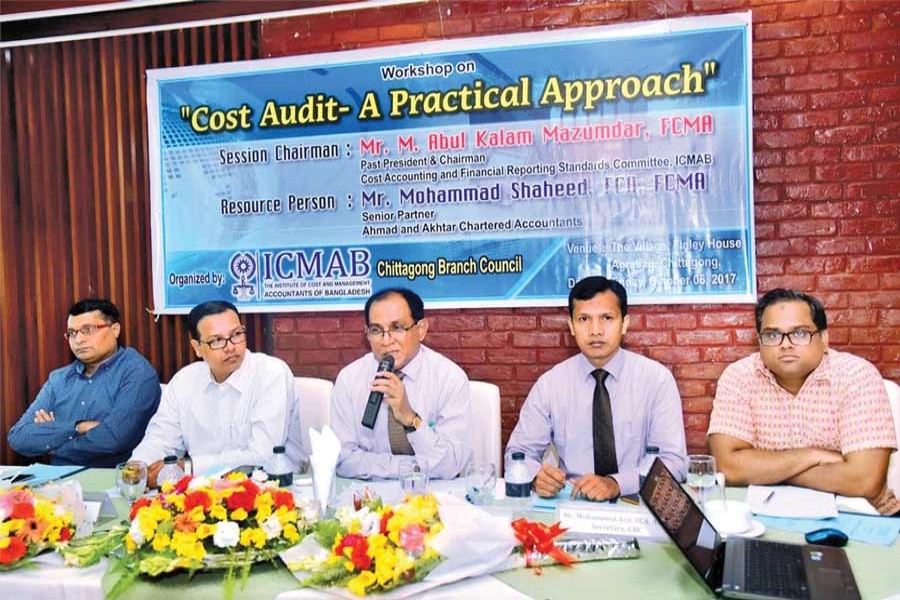 Golam Kibria, Chairman of the Chittagong Branch Council of the ICMAB, presided over a recent workshop titled 'Cost Audit - A Practical Approach' at Agrabad in Chittagong.