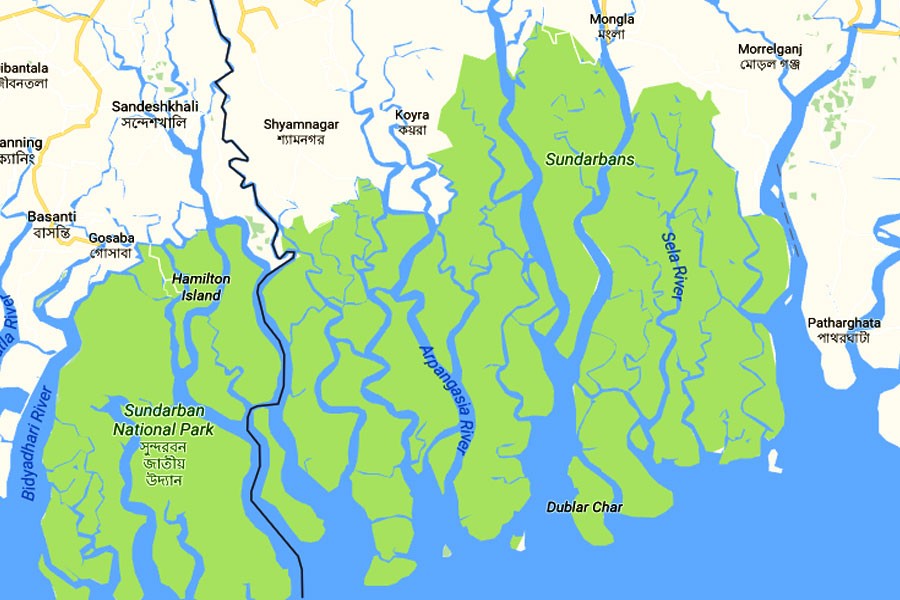 Google map showing Sundarbans area