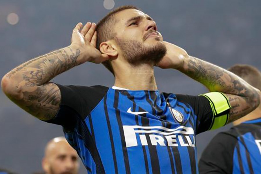 Inter Milan's Mauro Icardi celebrates. - AP photo