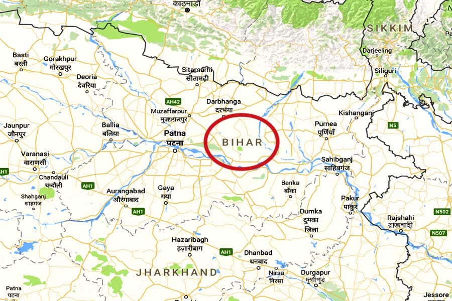 Google map showing Indian state of Bihar
