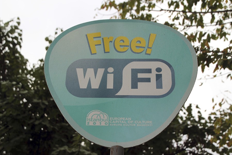 A sign advertising free Wi-Fi zone is seen at the Sultanhamet area of Istanbul, Turkey. - Reuters file photo