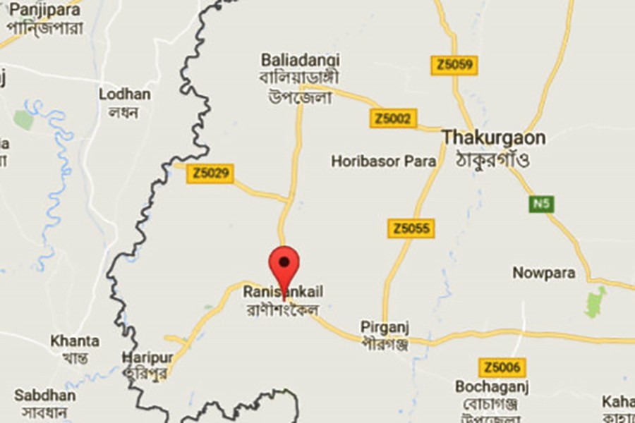 Google map showing Thakurgaon district