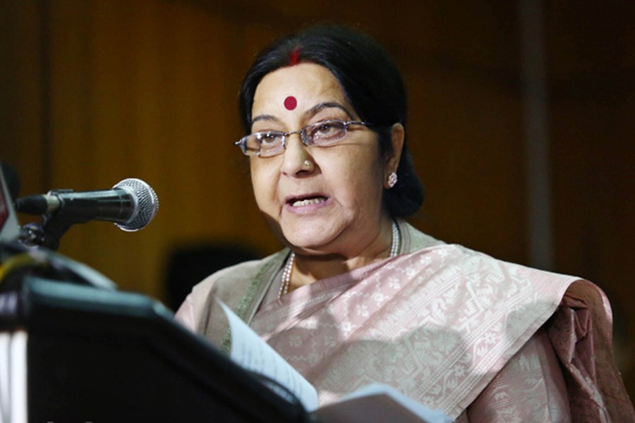 Swaraj came to Bangladesh on Sunday for the annual stock-taking meeting under the India-Bangladesh Joint Consultative Commission with her counterpart Mahmood Ali. - Focus Bangla photo