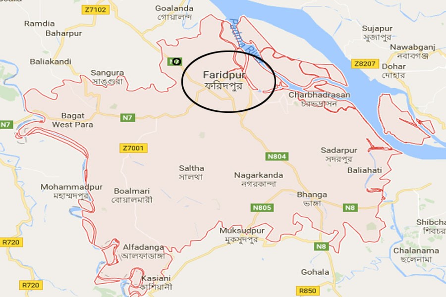 Google map showing  Faridpur district