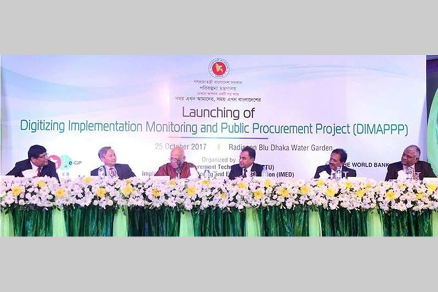 The launching ceremony of 'Digitising Implementation Monitoring and Public Procurement Project' in progress in the city on Wednesday.