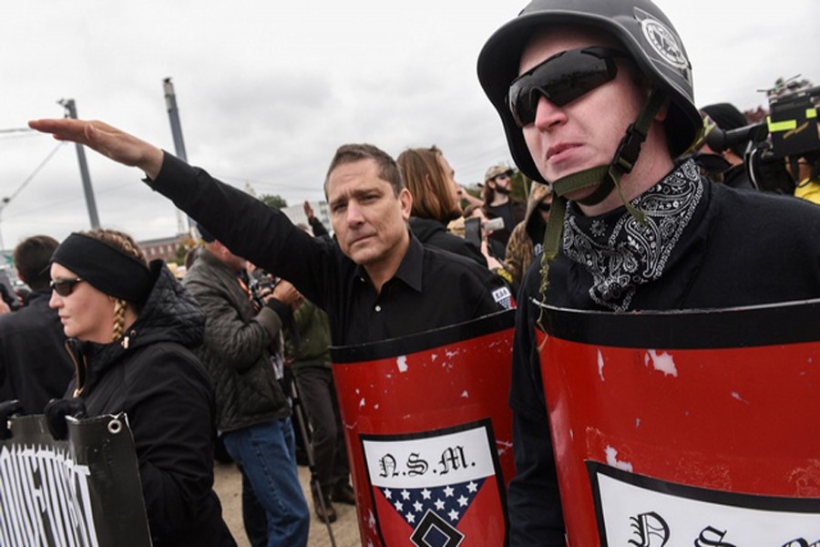 SHELBYVILLE: White nationalists and neo-Nazis participate in a 'White Lives Matter' rally in Shelbyville on Saturday.	— Reuters