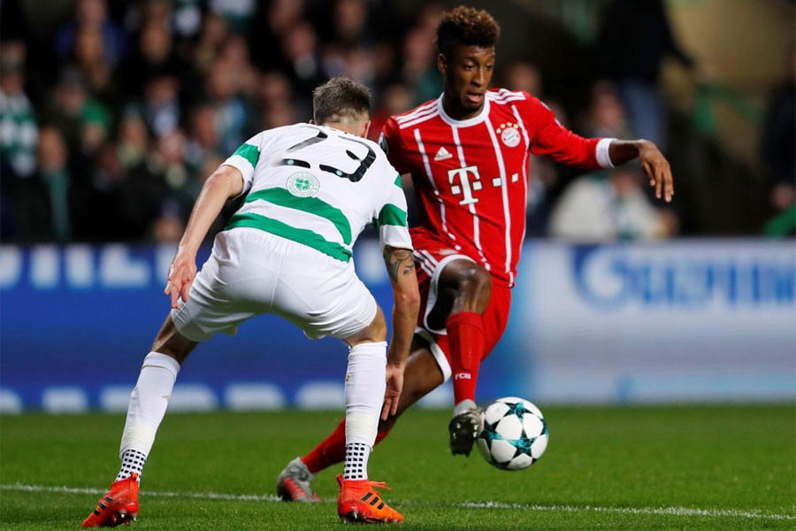 Bayern Munich's Kingsley Coman in action before scoring the first goal (Reuters photo)