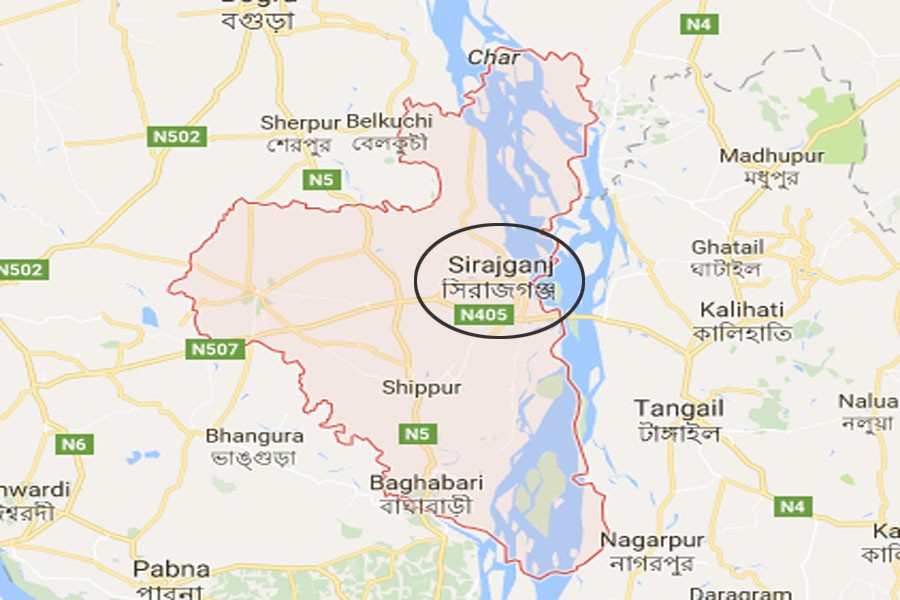 Google map showing Sirajganj district