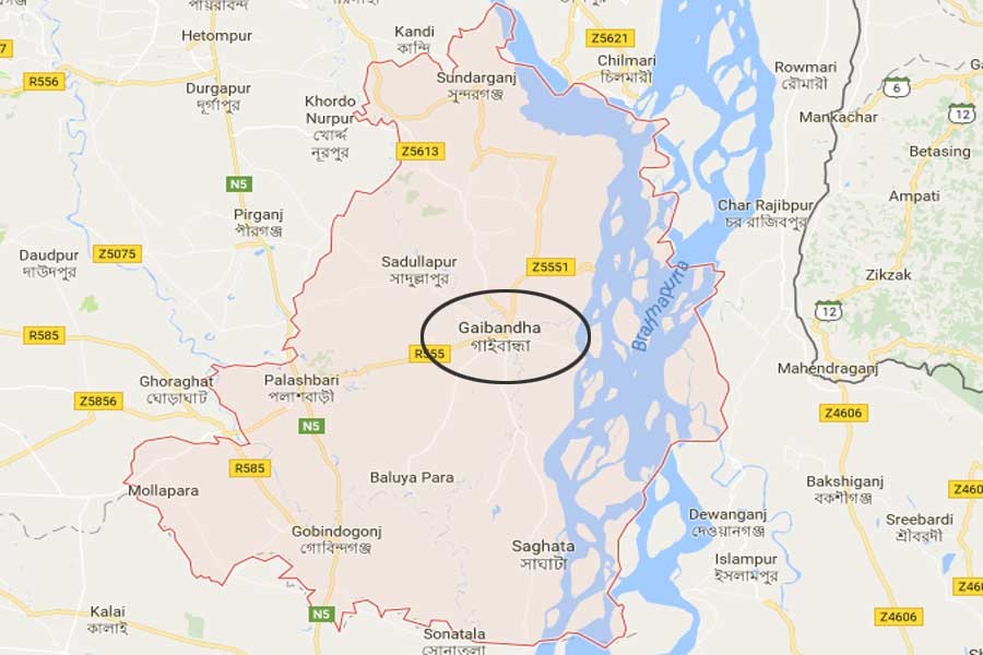 Google map showing Gaibandha district