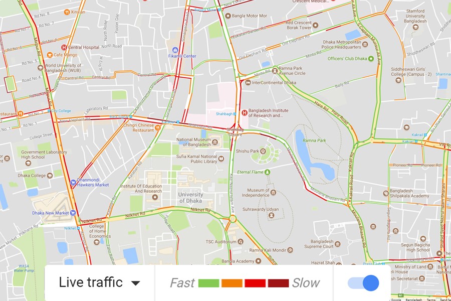 Real time traffic updates from Google now in Dhaka