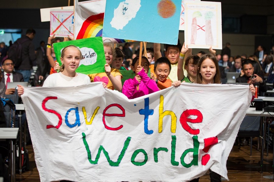 Children demand climate action at the opening of COP23 in Bonn.