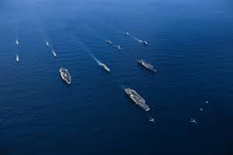 The US Navy ended President Donald Trump's trip to Asia, from November 03-13, with a bang by having three aircraft carriers drill with South Korean and Japanese navy ships in the Pacific in a clear message to North Korea. 	—Photo: US Navy