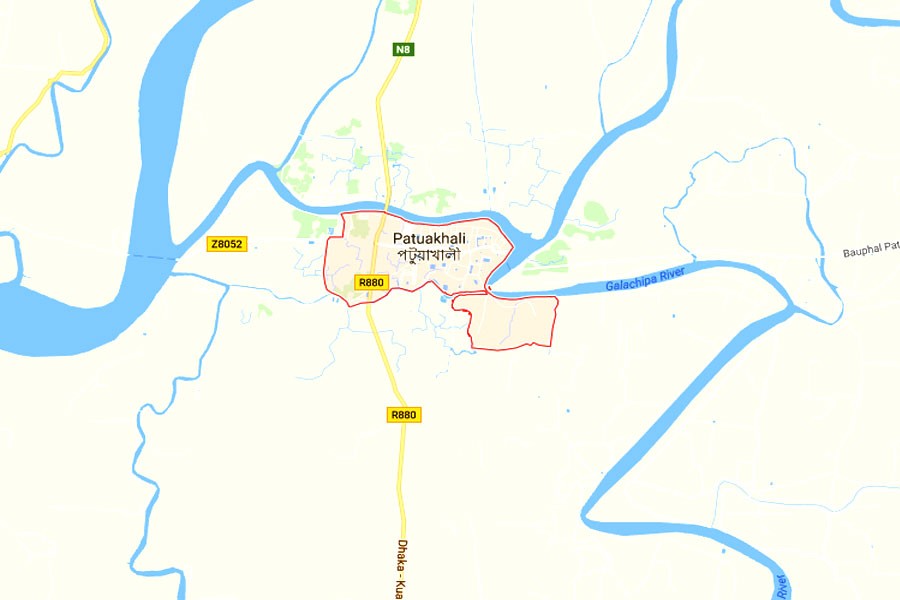 Google map showing Patuakhali district