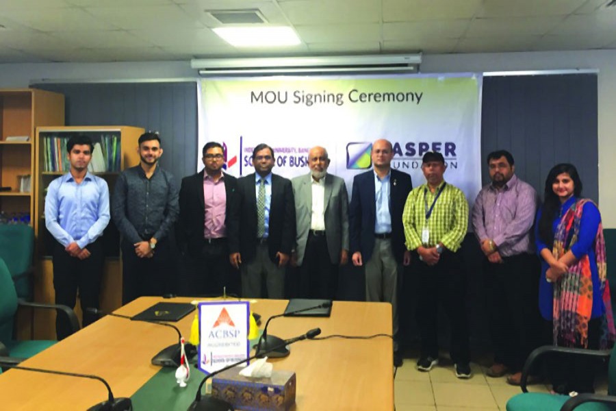 Senior officials of Independent University and Casper Foundation at the MoU signing ceremony