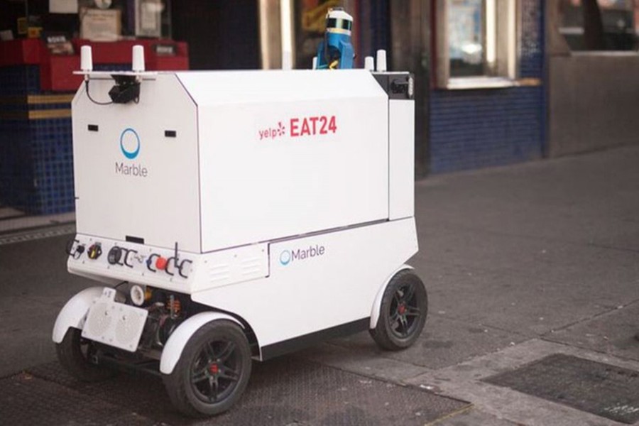 The Marble robot is being tested in San Francisco but currently has a member of staff walking behind it. - Marble photo via BBC