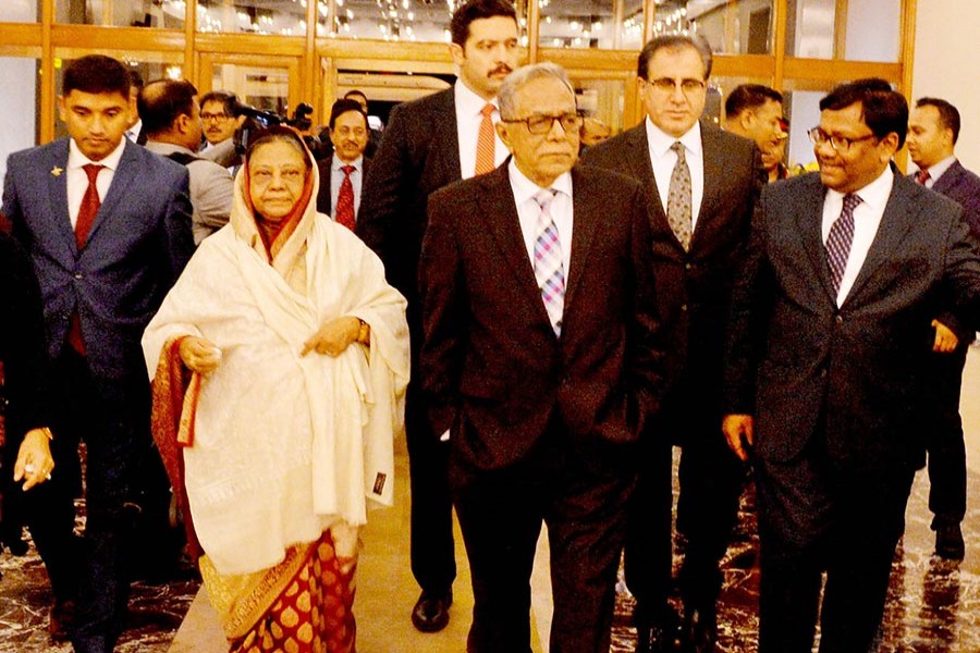 President Hamid was welcomed at the airport by Bangladesh Ambassador to Turkey M Allama Siddiki (R). - Focus Bangla photo