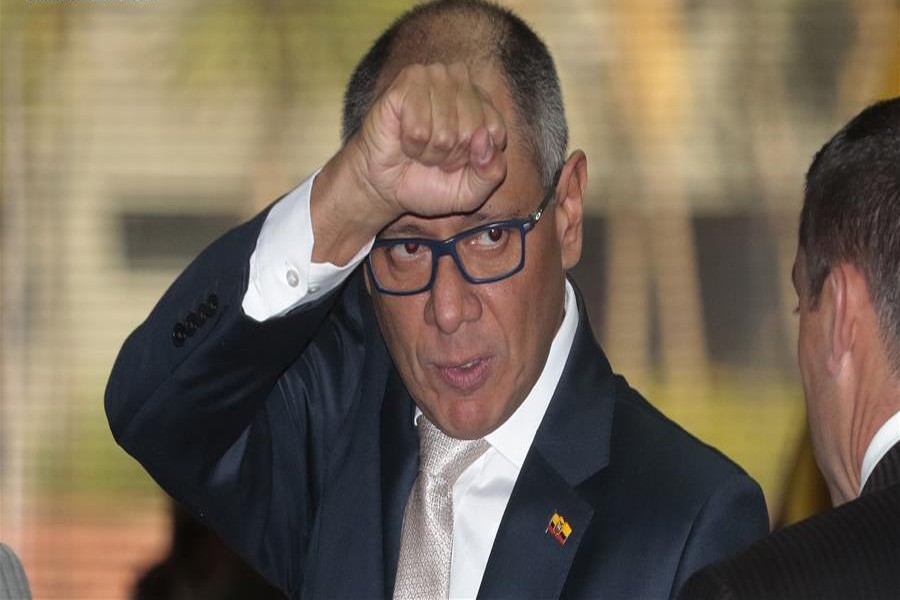 Ecuador's suspended vice-president Jorge Glas (L) reacts during a hearing of his trial at the headquarters of the National Court of Justice, in capital of Ecuador, on Wednesday, photo: Xinhuanet.