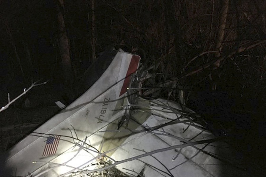 A photo provided by the Indiana State Police shows the wreckage from a small plane crashes on Saturday night last in southeastern Indiana. - Via AP.