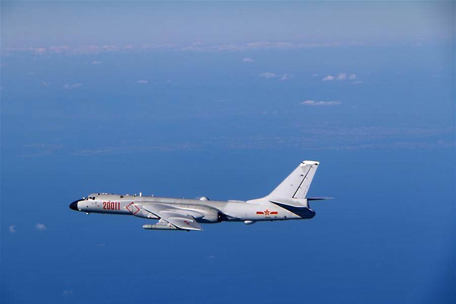 A Chinese air force plane takes off to conduct drills in international airspace over the Sea of Japan, Dec. 18, 2017, photo Xinhua.