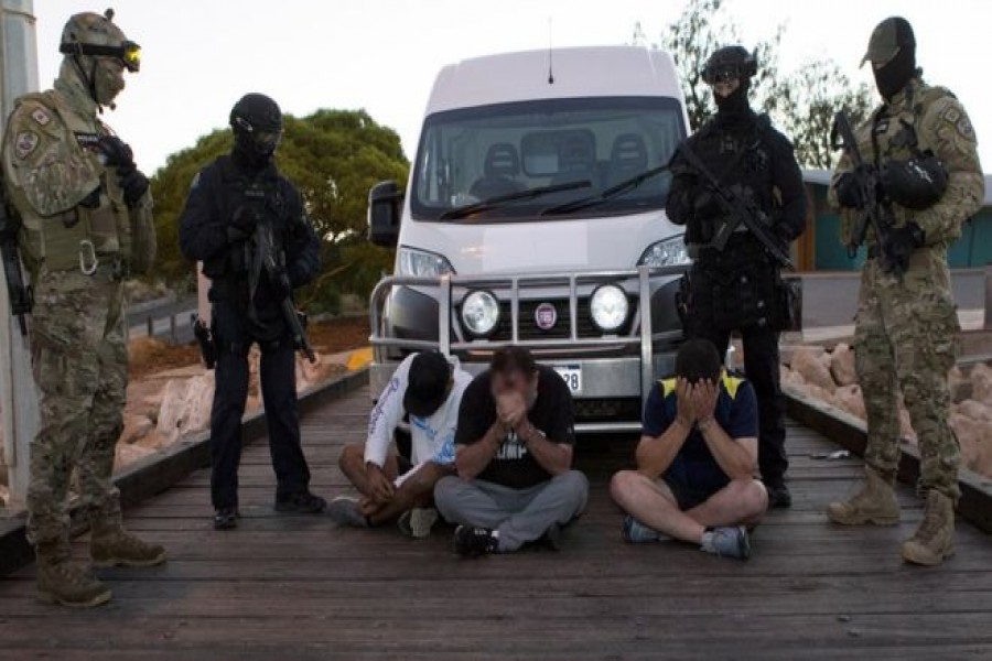 Eight men were arrested at a dock near Geraldton, in Western Australia. - BBC