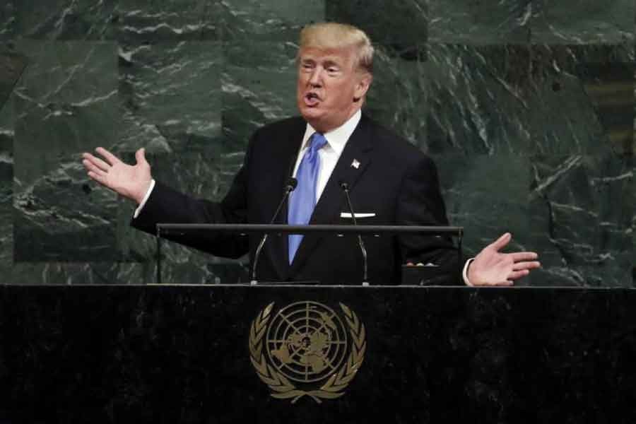 US President Donald Trump addresses the 72nd session of the United Nations General Assembly in New York on September 19, 2017.  — Photo: AP