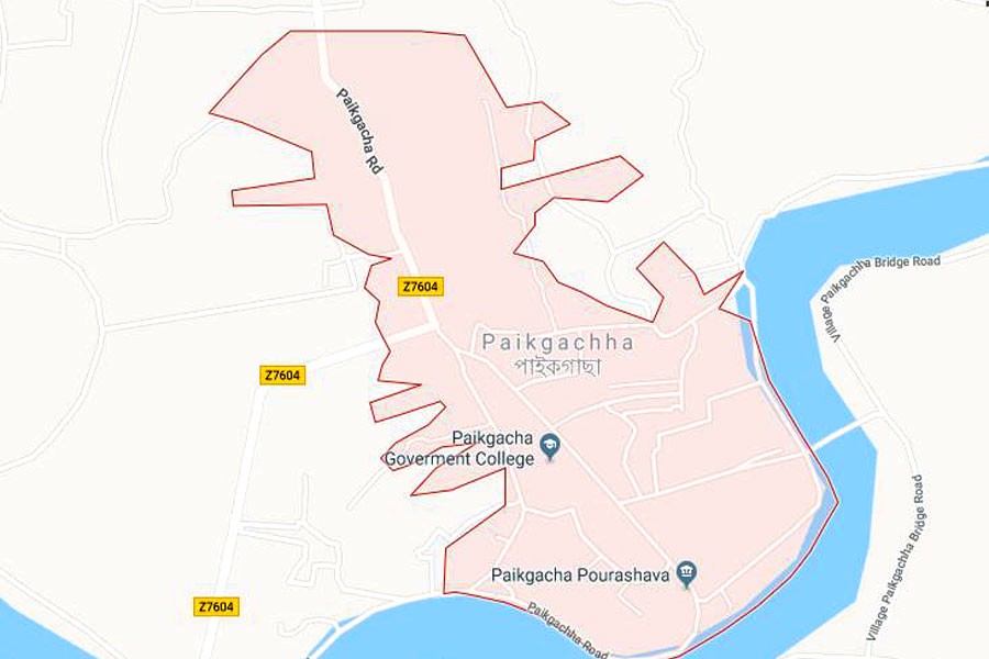 Google map showing Paikgacha upazila in Khulna