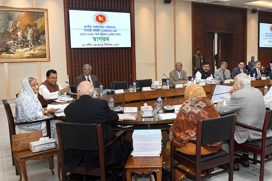 Prime Minister Sheikh Hasina presides over the ECNEC meeting on Tuesday. -Focus Bangla Photo