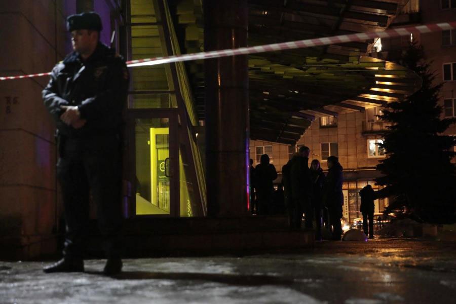 A policeman stands guard after the explosion in St Petersburg (REUTERS)