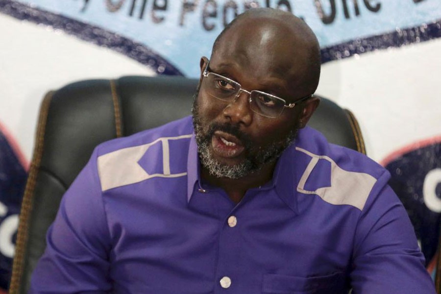 President-elect George Weah of Coalition for Democratic Change (CDC) attends a news conference at party headquarters, after the announcement of the presidential election results, in Monrovia, Liberia, December 30, 2017. (REUTERS)