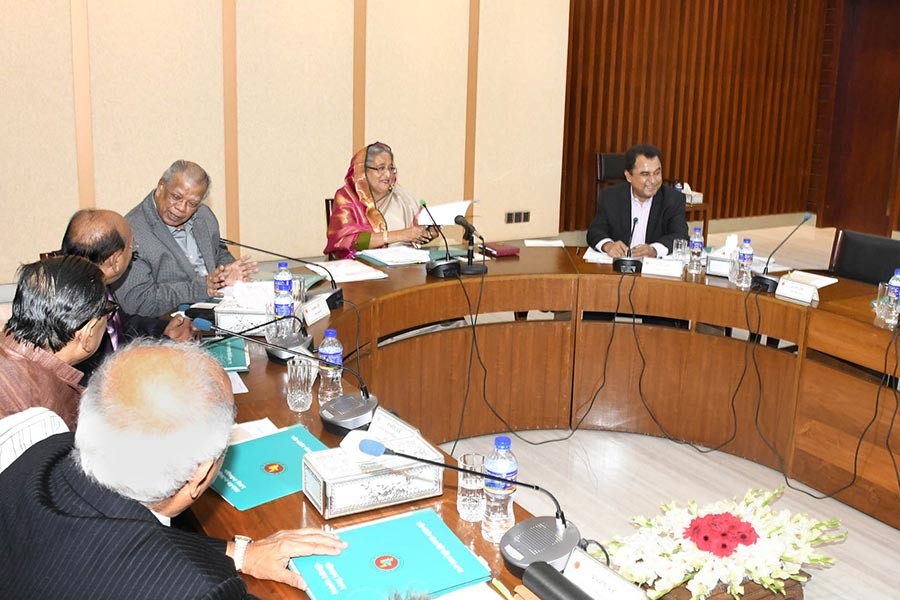 Prime Minister Sheikh Hasina, also the ECNEC chairperson, presides over the 13th meeting of the ECNEC on Tuesday at NEC conference room in Dhaka. -Focus Bangla Photo