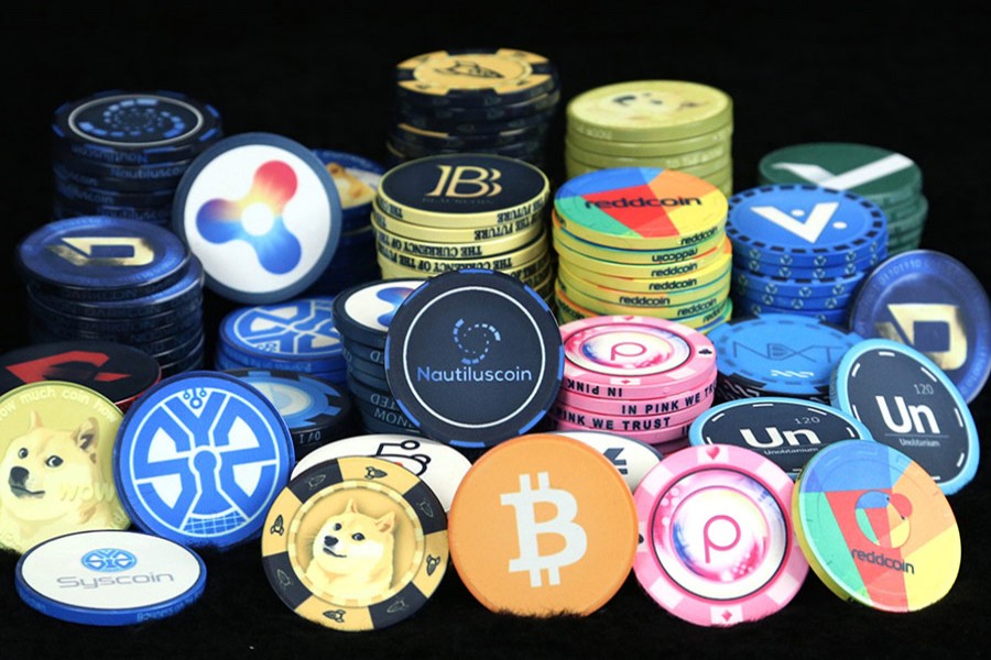 Some famous cryptocurrencies are seen in this collected photo.