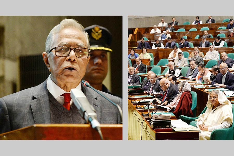 President Md Abdul Hamid addresss the 19th session of the 10th parliament on Sunday. -Focus Bangla Photo