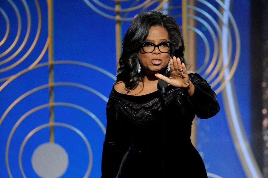 Oprah Winfrey at Golden Globes last Sunday. - Reuters