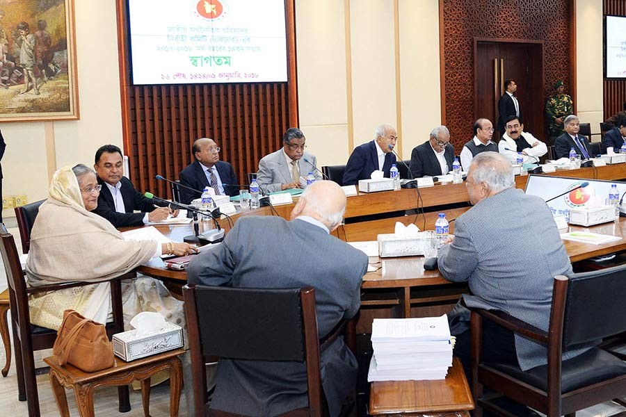 Prime Minister Sheikh Hasina presides over ECNEC meeting on Tuesday in Dhaka. -Focus Bangla Photo
