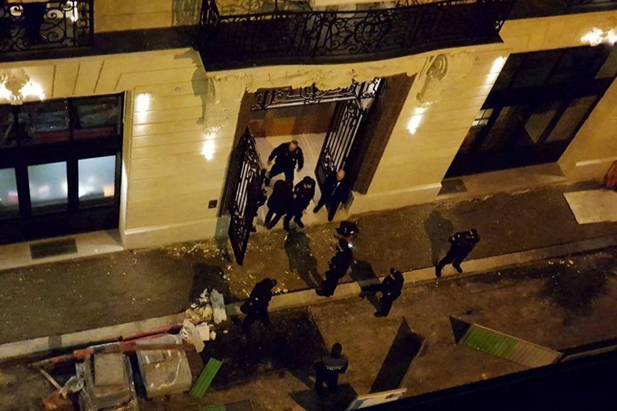 A general view of the scene after axe-wielding robbers stole jewelry on Wednesday from a store in the famed Ritz Paris hotel in Paris, France. - Reuters photo