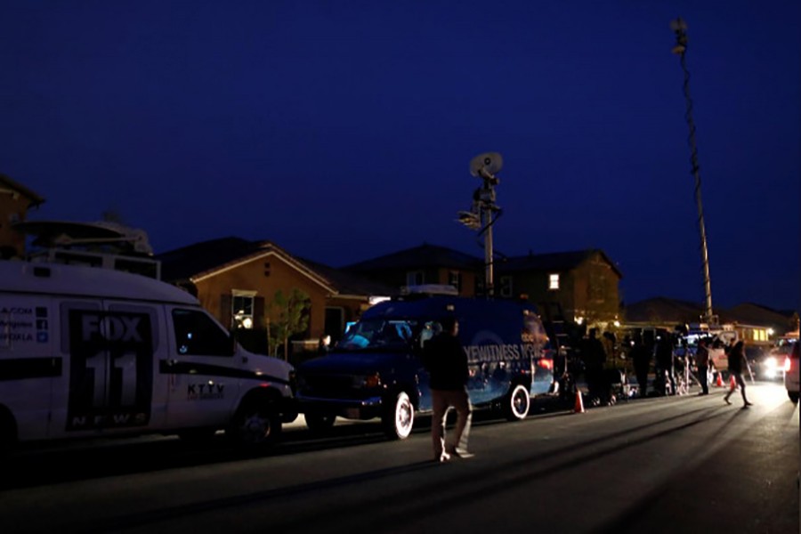 News crews gather outside the home of David Allen and Louise Anna Turpin in Perris, California, US on Monday. - Reuters photo