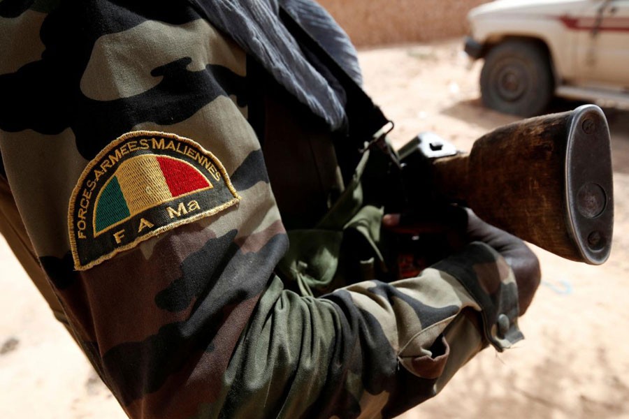 A Malian Armed Forces patch worn by a soldier is pictured during the regional anti-insurgent Operation Barkhane in Tin Hama, Mali, October 19, 2017. (REUTERS)