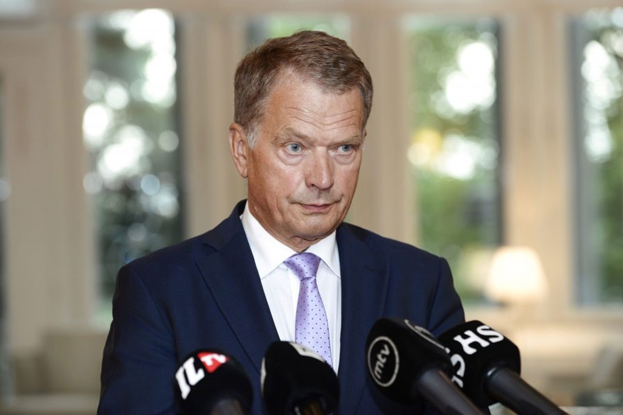 Finland's President Sauli Niinisto speaks to the media in Helsinki August 14, 2014. (REUTERS)