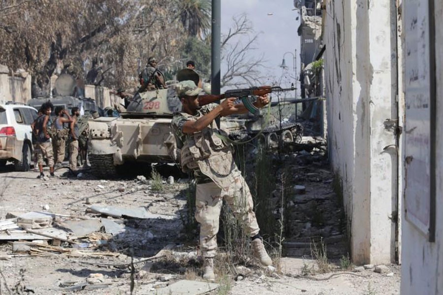 A member of Libyan National Army fires a weapon during clashes with Islamist militants in in Benghazi, Libya, July 6, 2017. (Reuters photo used for representation)