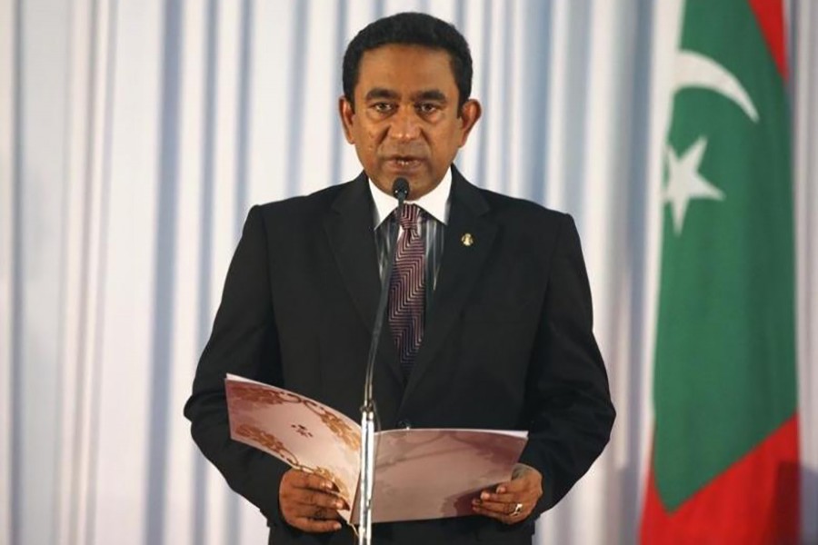 Abdulla Yameen takes his oath as the President of Maldives during a swearing-in ceremony at the parliament in Male on November 17, 2013. - Reuters file photo